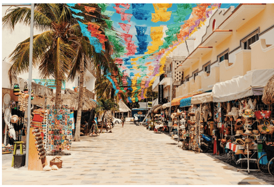  A picture of the street markets in Cozumel, Mexico, one of the destinations Royal Holiday Vacation Club offers.